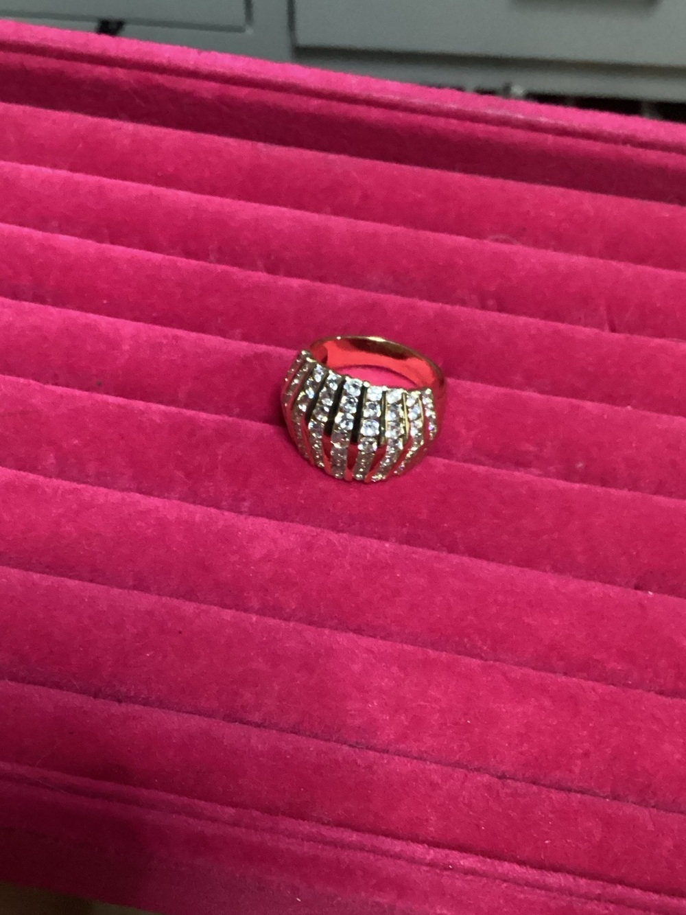New Beautiful Gold Costume Ring with 9 Rows of Rhinestones - Side 10